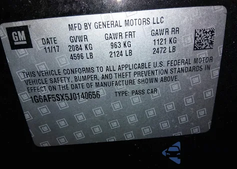 2018 Cadillac Ats Luxury из США, поврежденный, VIN 1G6AF5SX5J0140656